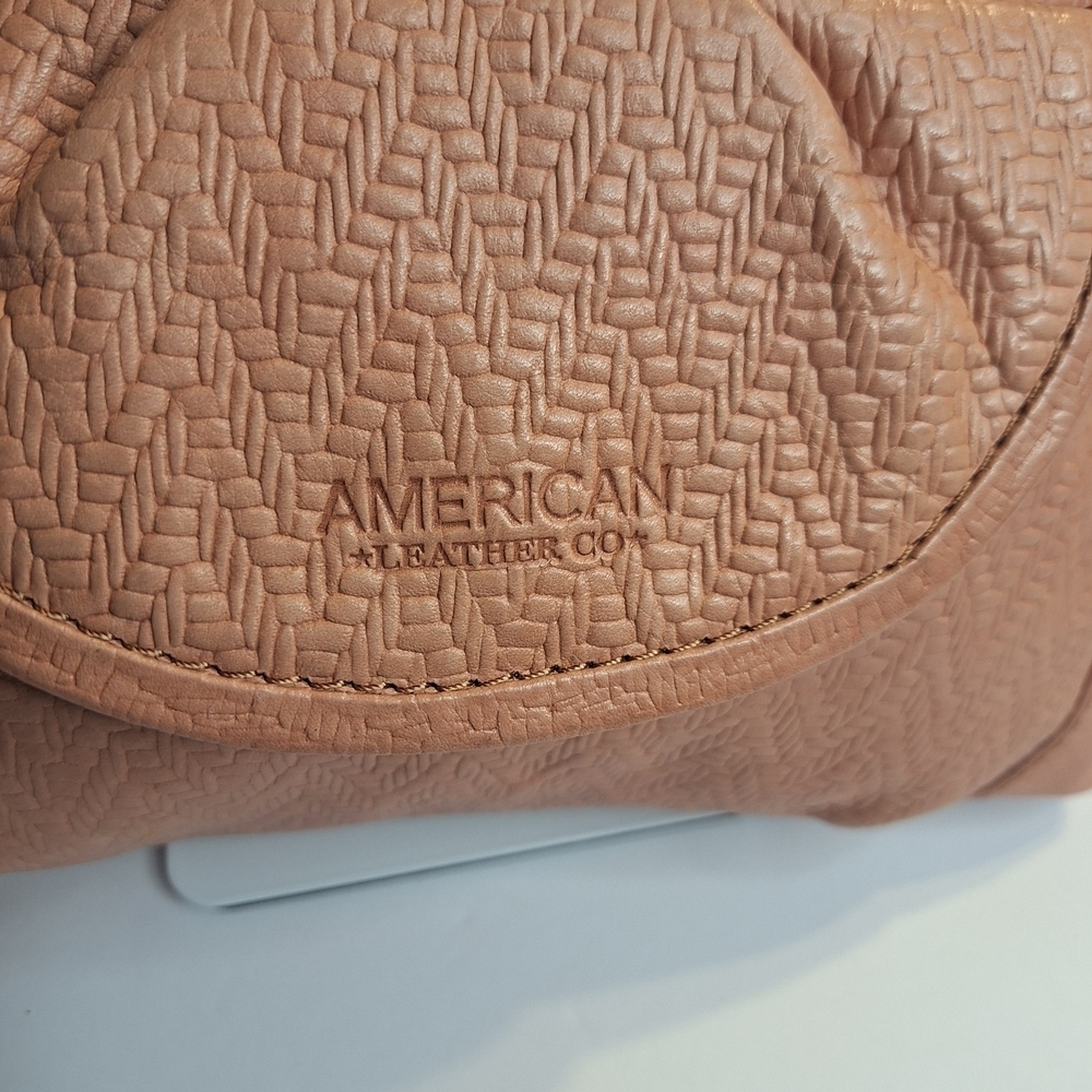 American Leather Co Pink Leather Crossbody Handbag - Picture 3 of 9